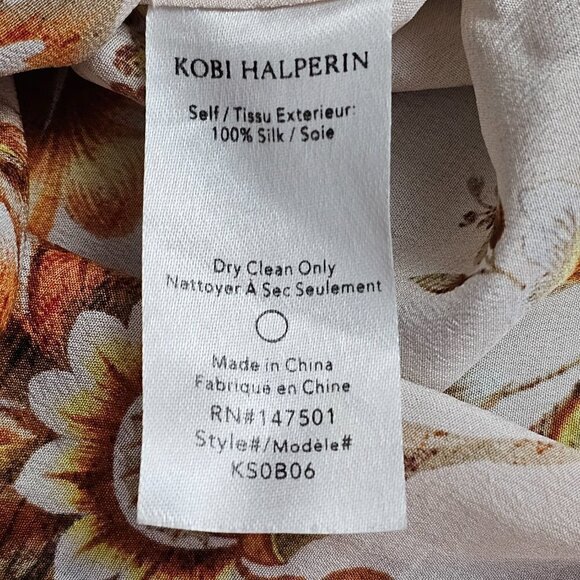KOBI HALPERIN ALIX Neck Tie Silk Floral Tank Top Blouse - Picture 6 of 6